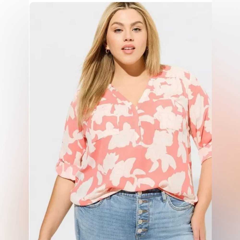 Torrid Harper Floral Georgette 3/4 Sleeve Pullover Blouse 2X - Picture 1 of 7